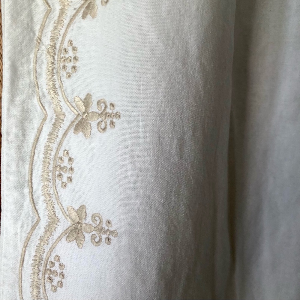 Tahari White Wide-Leg Embroidered Pants Pockets Boho XL Linen blend - Picture 3 of 14